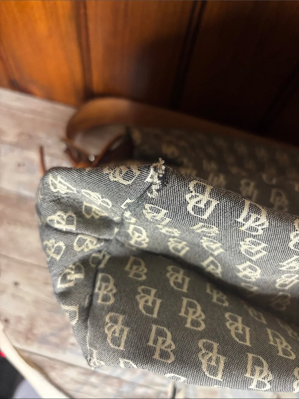 DOONEY & BOURKE AUTHENTIC Monogram Shoulder Bag / Leather Strap & Detail